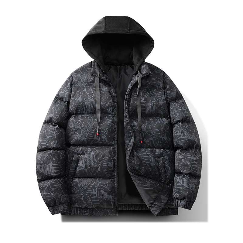 

CASUMANL Brand Autumn Winter Padding Jackets Mens Thickened Warm Maple Leaf Hooded Jackets Man Fashion Streetwear Male Clothes