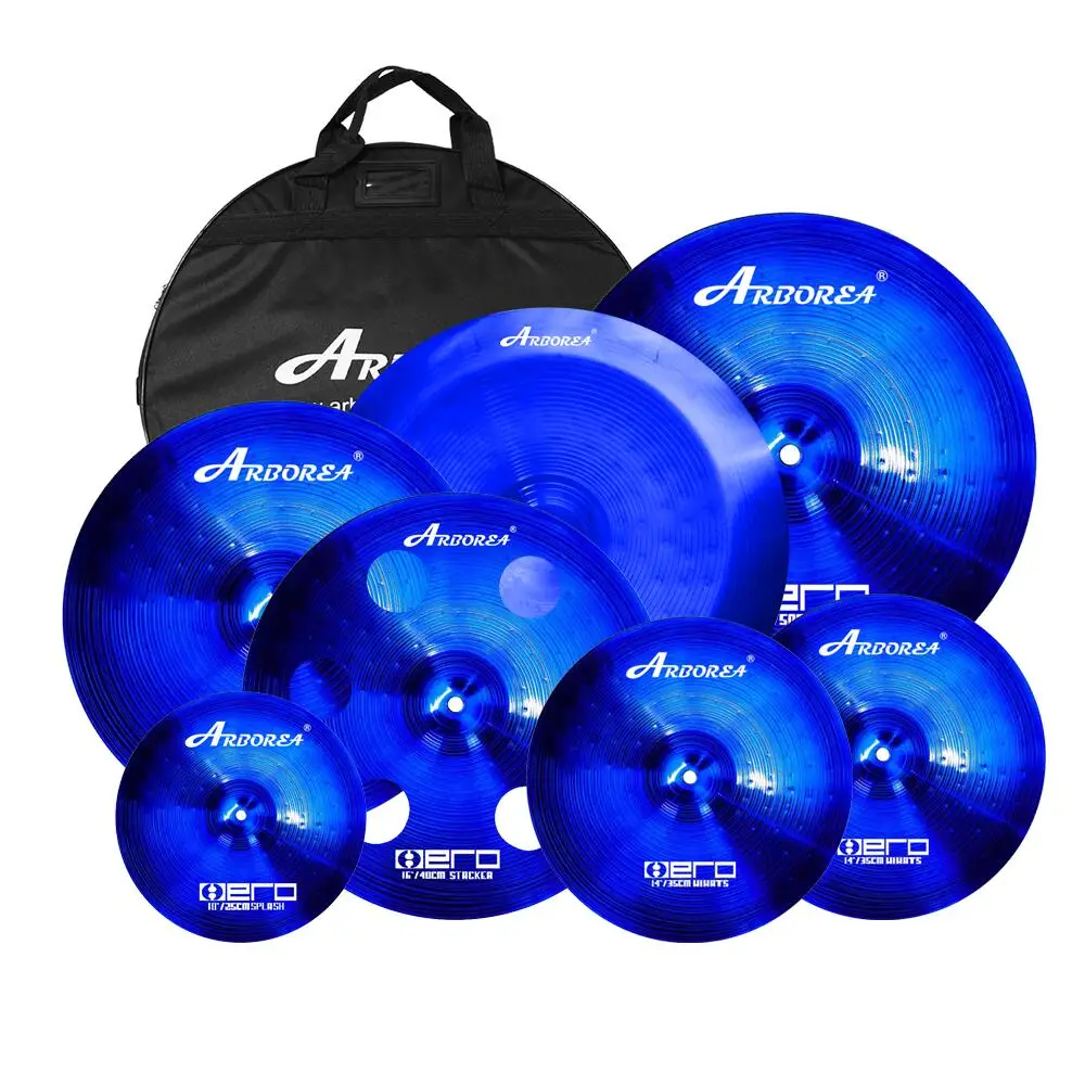 Blue Alloy Cymbal Set 10''splash + 14''hihat + 16''crash + 16''ozone + 18''china + 20''ride + Bag Arborea Factory