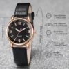 4PCS/Set Women's Fashion Watch Round Dial Leather Strap Quartz Watch with Black White Heart Bracelet 6