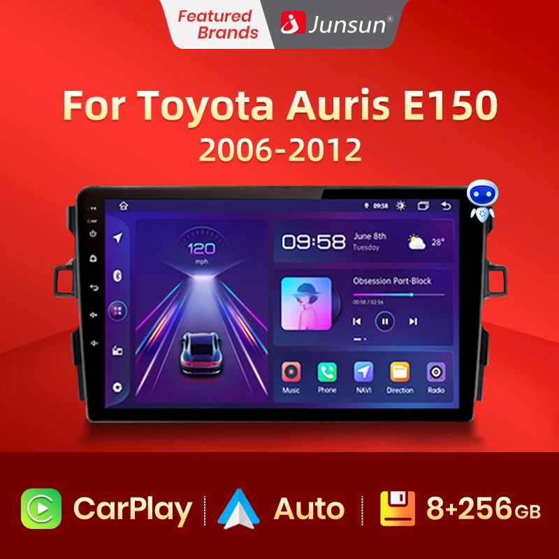 best car movie player Junsun V1pro AI Voice 2 din Android Auto Radio For Toyota Auris E150 2006 -2012 Carplay Car Multimedia GPS 2din autoradio car radio