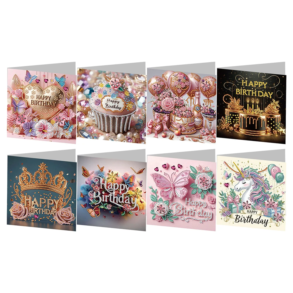 Festive Rhinestone Diamond Painting Greeting Card Set