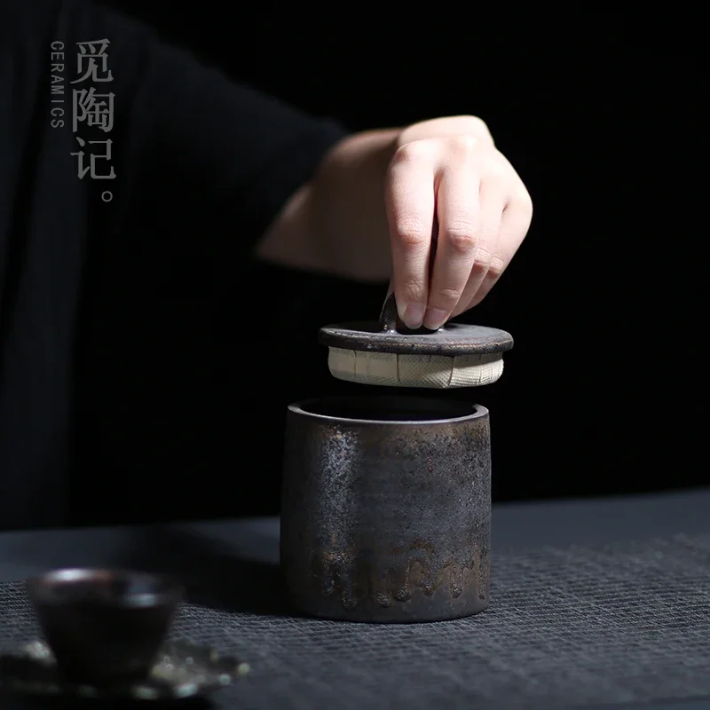 Stoneware Tea Tins Porcelain Sealed Jar Household Large and Small Size Japanese Style Tea Container Box Jar Storage tea tin box tea canister ceramic storage jar airtight container