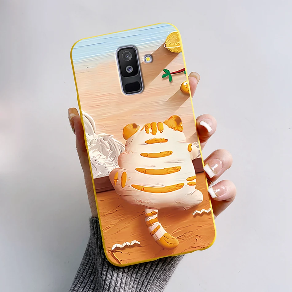 Cute Bear Cartoon Silicone Case - Soft Bumper Cover for Samsung Galaxy A6 Plus 2018