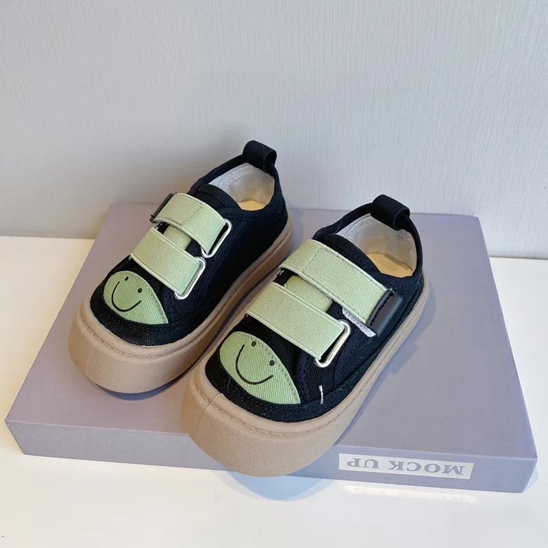 Early autumn new children's fashion cartoon smiling face simple Canvas Shoes Boys' girls' School comfortable casual shoes
