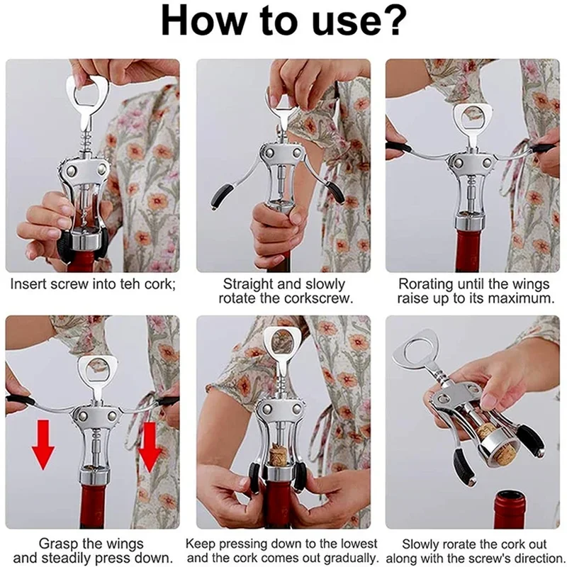 Elegant Zinc Alloy Wine and Beer Bottle Opener with Corkscrew Functionality