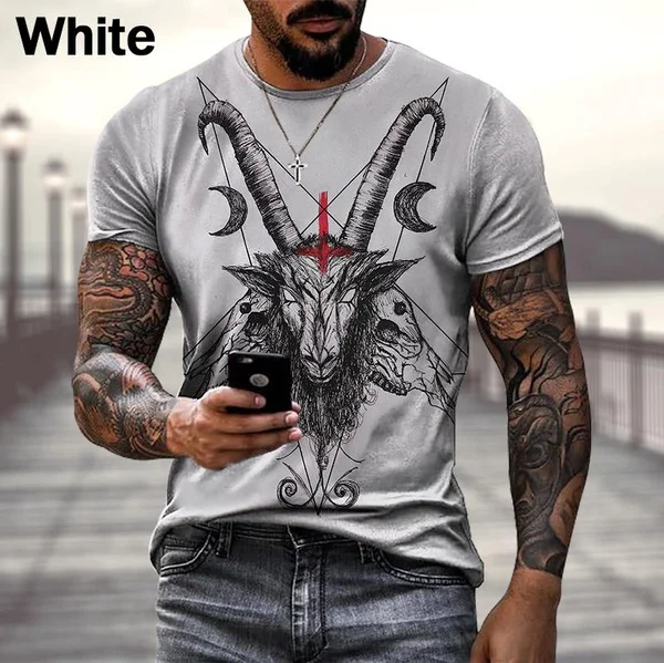 

2024 New Fashion Satan 3D All Over Printed Men Personality Harajuku Cool Black T Shirt