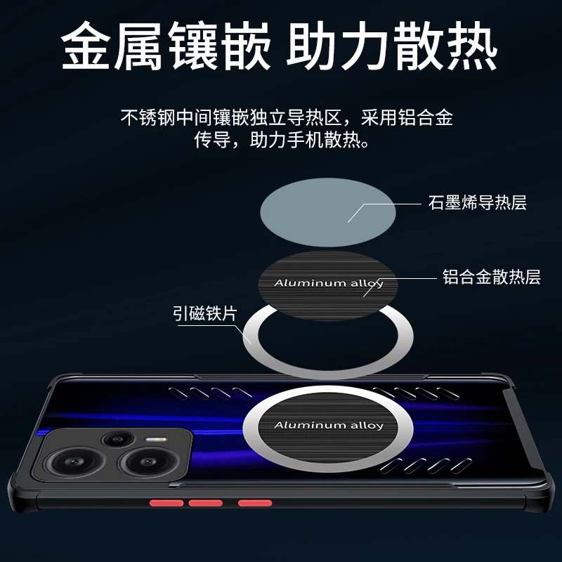 Magnetic Cooling Case with Dragon Pattern - Shockproof Transparent Design