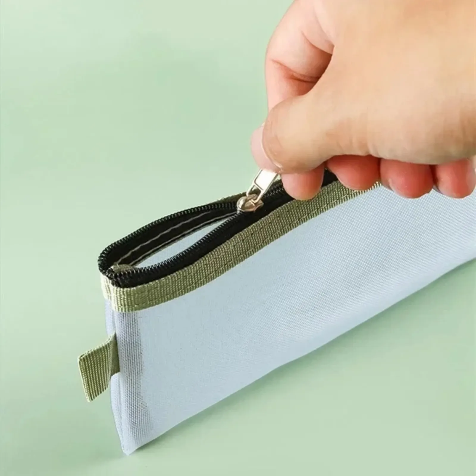 1Pcs Mesh Zipper Pouch Clear Document Bag Book File Folders Stationery Pencil Case Storage Bags