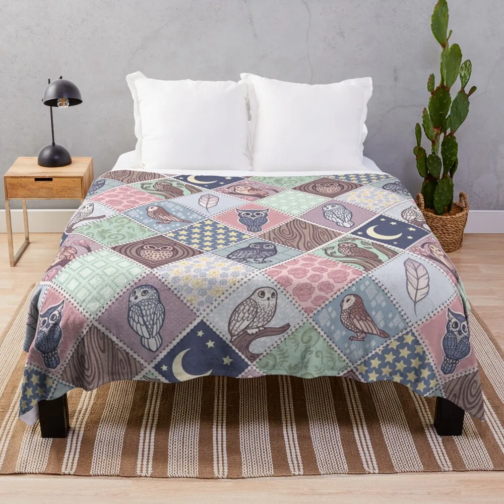 

Patchwork Owls Throw Blanket Kid'S Blanket Weighted Blanket Sofas