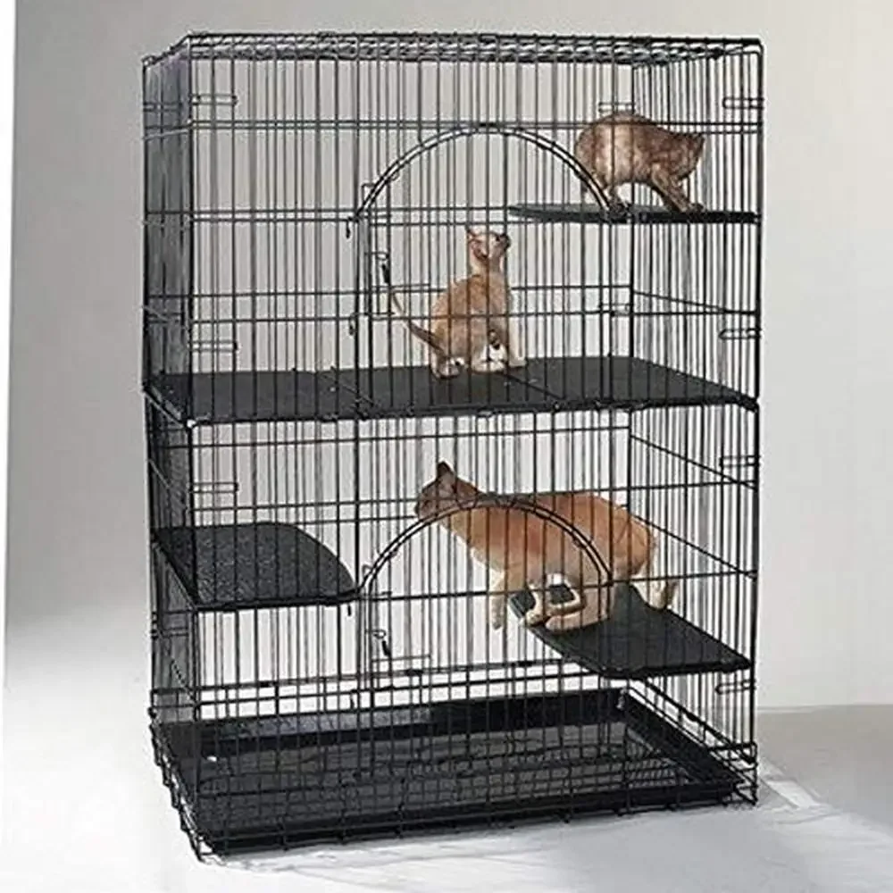 Durable Plastic Cat Deluxe Platforms Set of 3 Comfortable Lounge Attach at Any Height Extra-Wide Perch Sturdy Floor Divider