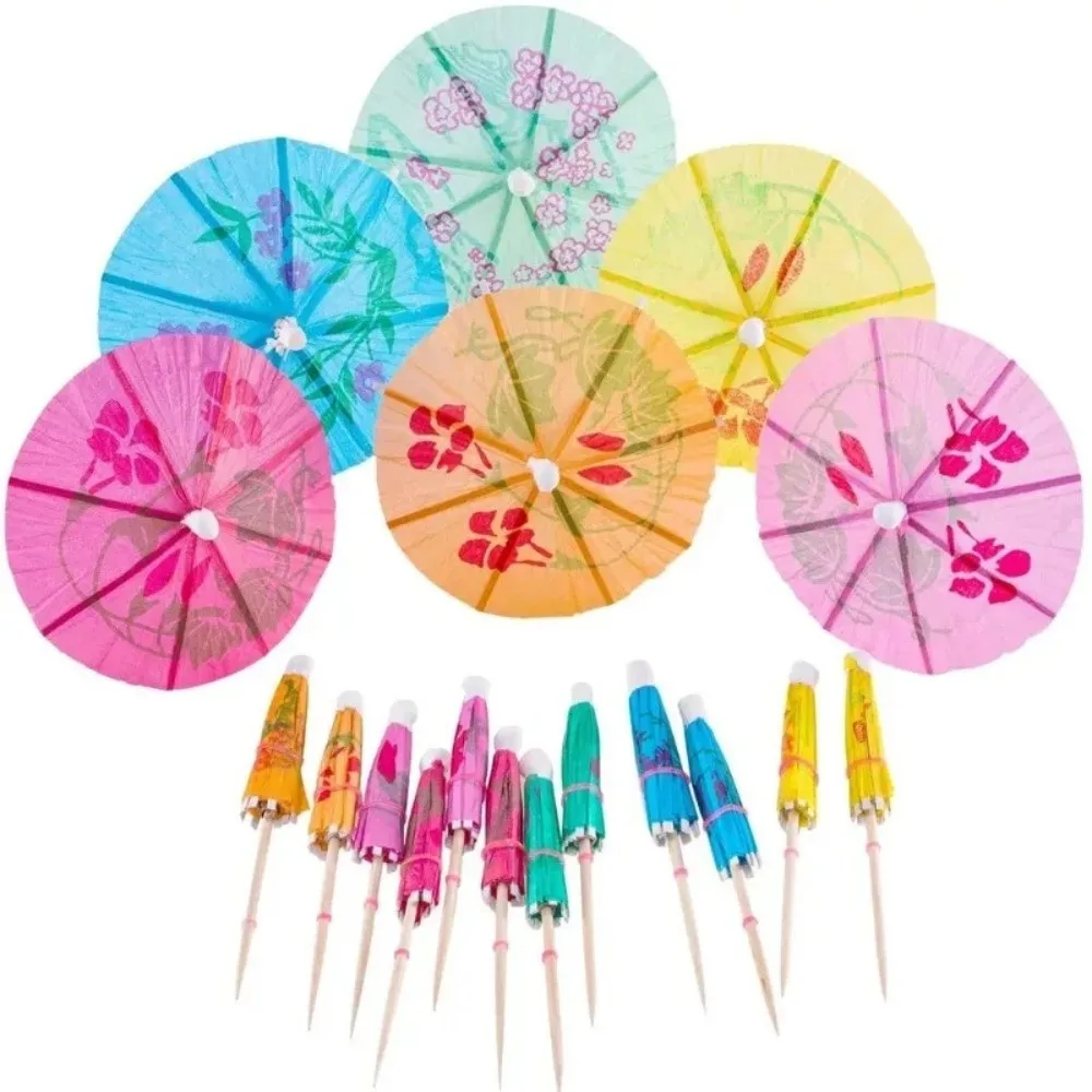 Bamboo Paper Cocktail Parasols Toothpicks for Hawaiian Wedding Decor