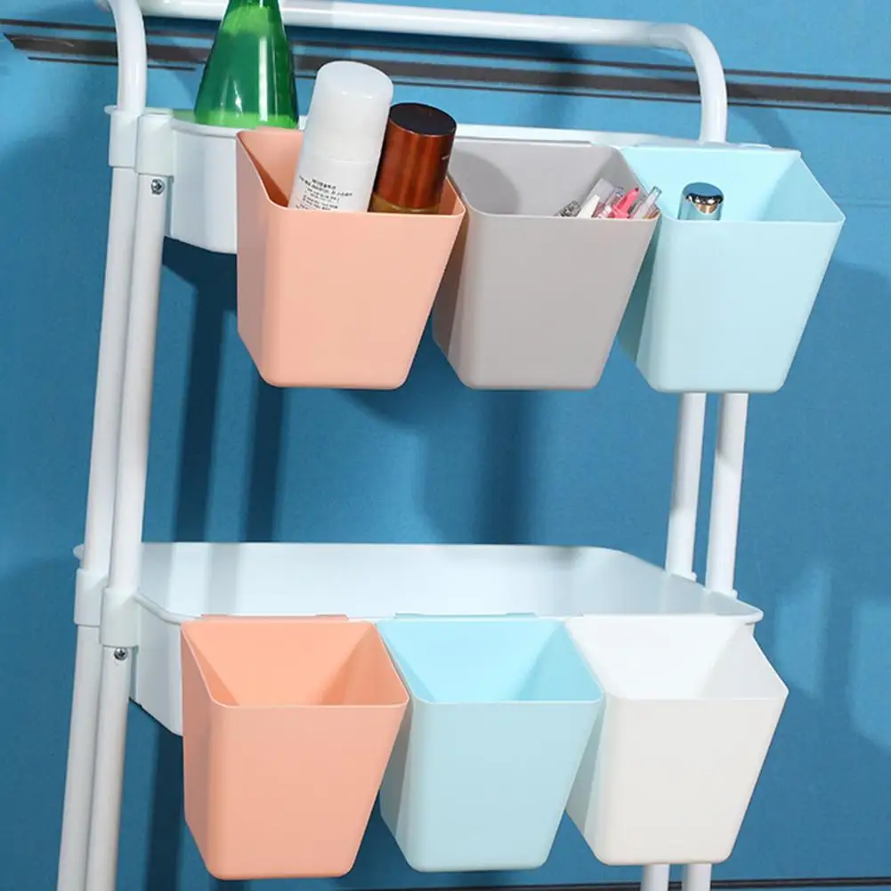 12cm Hanging Basket Hook Design Large Capacity Moisture-proof Wide Mouth Storage Plastic Space Saving Storage Bucket For Bedroom