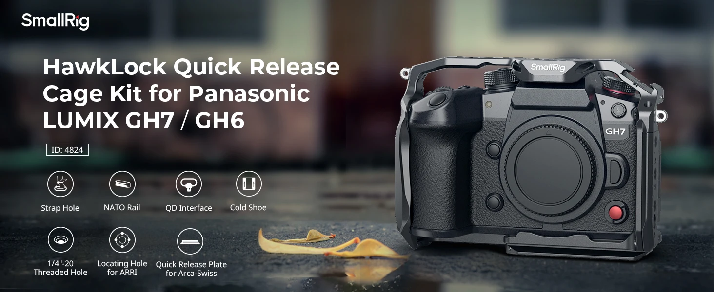 GH6 "HawkLock" Quick Release Cage for Panasonic GH7 / GH6 w Arca-Swiss Quick Rel