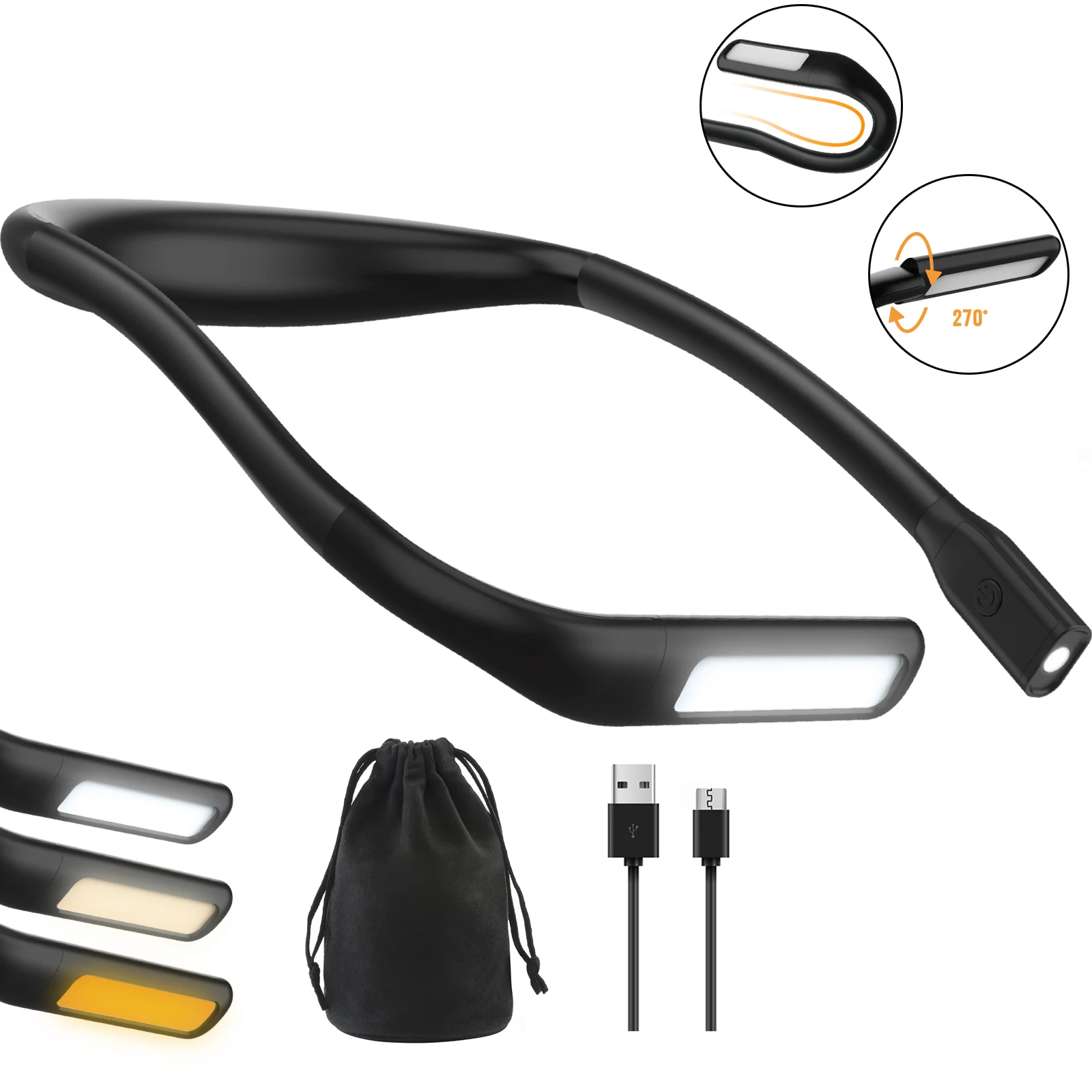 LED Neck Reading Lights Rechargeable Flexible Reading Lamp Bendable Adjustable Portable Hanging Book Light For Camping Lighting led light book light mini led light