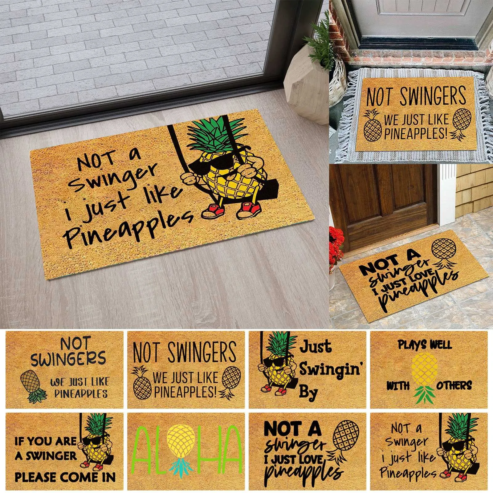 Funny Pineapple Letter Printed Door Mat Non Slip Doormat Welcome Mat For Home Decor Indoor Floor Bedroom Rug Bathroom Carpet