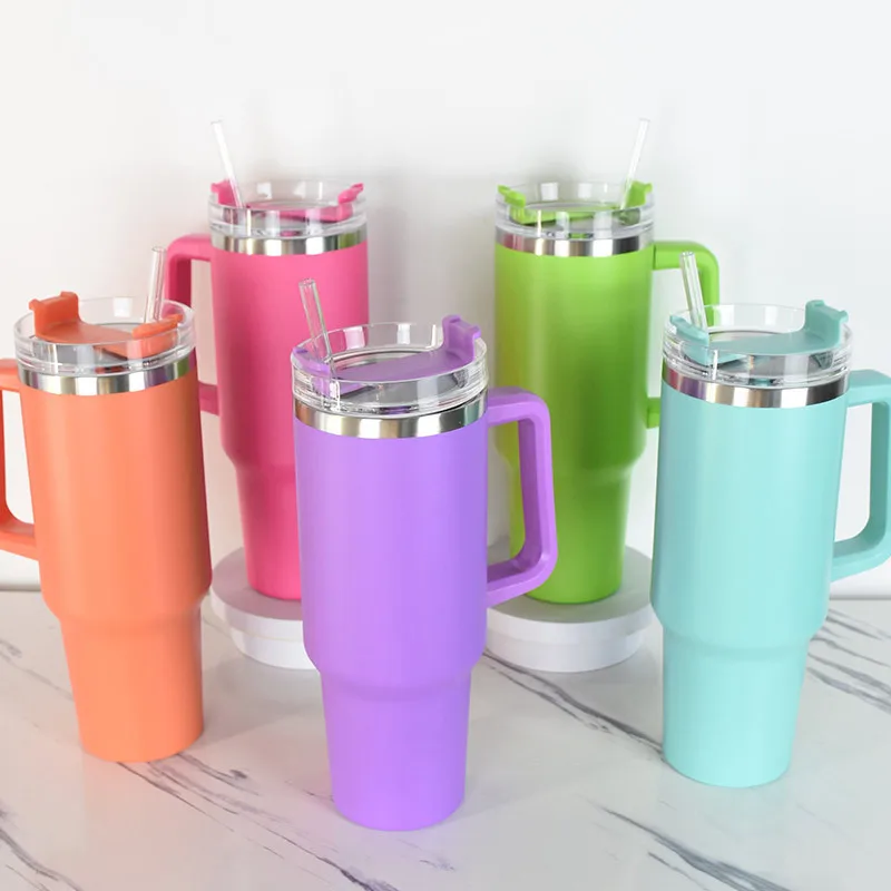 Wholesale 40oz Tumbler with Handle Straw Lid Insulated Stainless