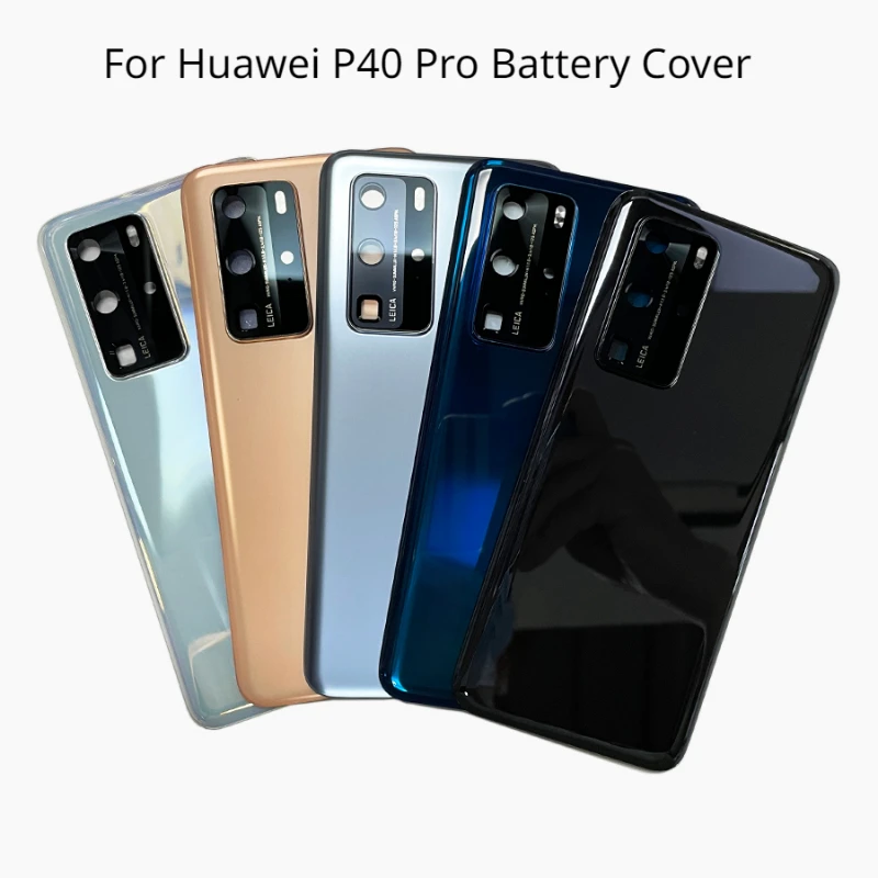 

For Huawei P40 Pro Back Cover Spare Parts Glass Back Battery Cover P40Pro Door Housing Replacement + Camera Frame