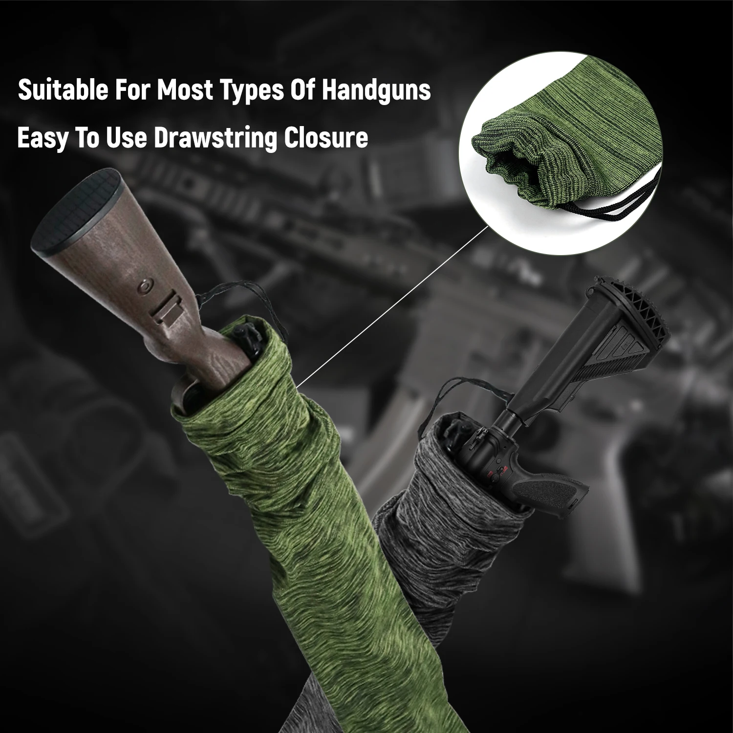 5pcs Silicone Treated Gun Socks 55 × 3.9 in Knit Gun Socks Flexible Design Hunting and Shooting Holder Socks for Rifles 5