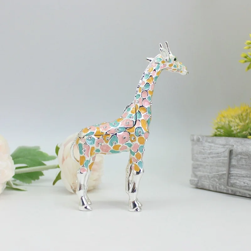SHINNYGIFTS Handgefertigte Zinn-Emaille Giraffen-Schmuckbox Ornament Tischdekoration Box – Detail 2