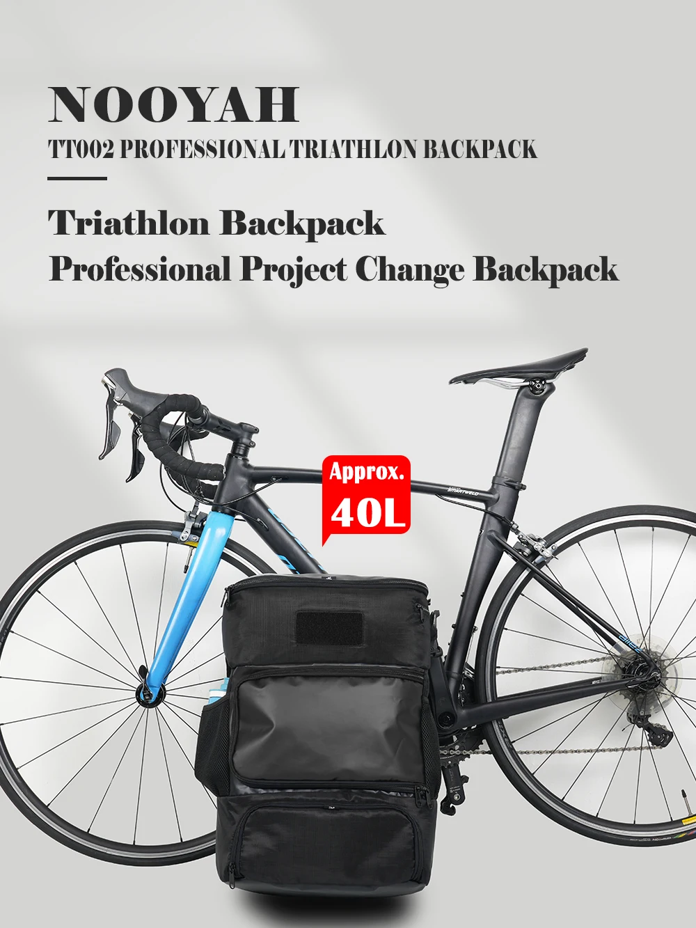 NOOYAH Bike Bag Triathlon Bicycle Event Backpack Large Capacity Wet and Dry Separation Bike Accessories Cycling Helmet Equipment