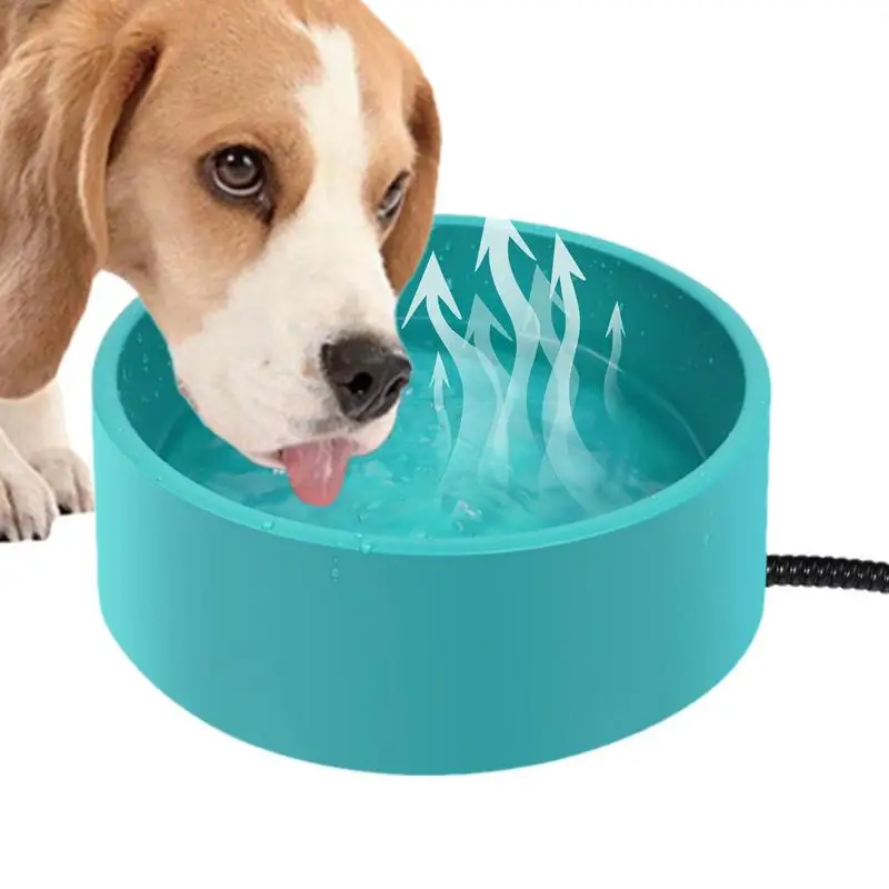 

Heated Water Dish 108 Ounce Heating Water Dish Heating Water Dish For Winter Dog Bowl With Anti Chew Cord Smart Thermal-Bowl For