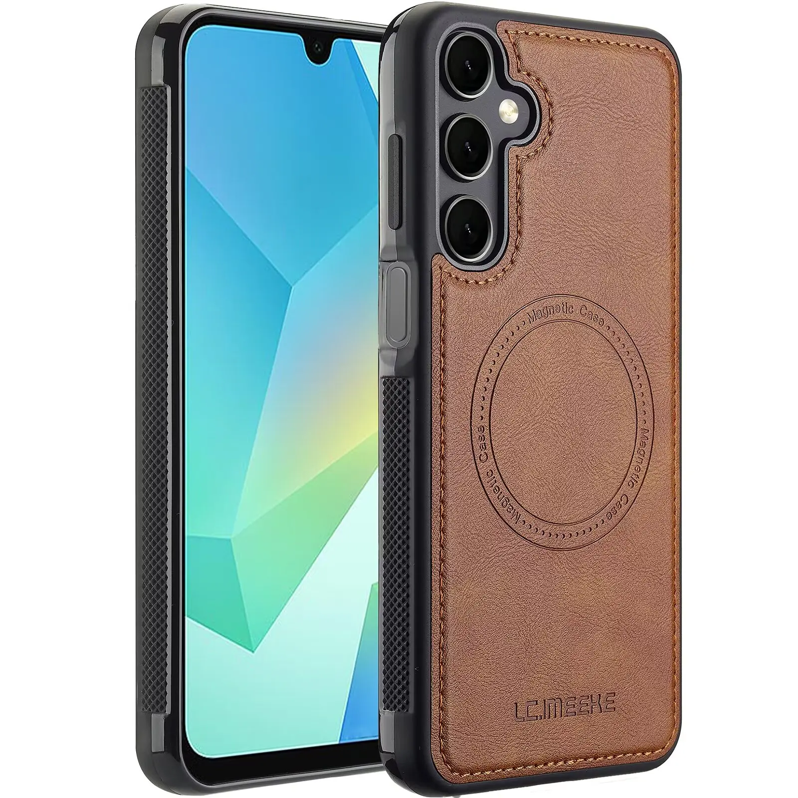 Luxurious Leather Magnetic Phone Case with Wireless Charging Capability