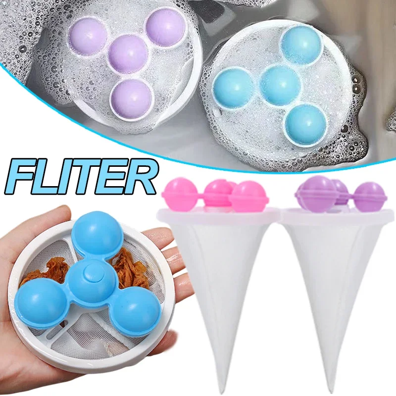 Reusable Washing Machine Filter Bag Floating Lint Hair Catcher Pet Hair Remove Dirt Collection Mesh Laundry Ball Cleaning Tools