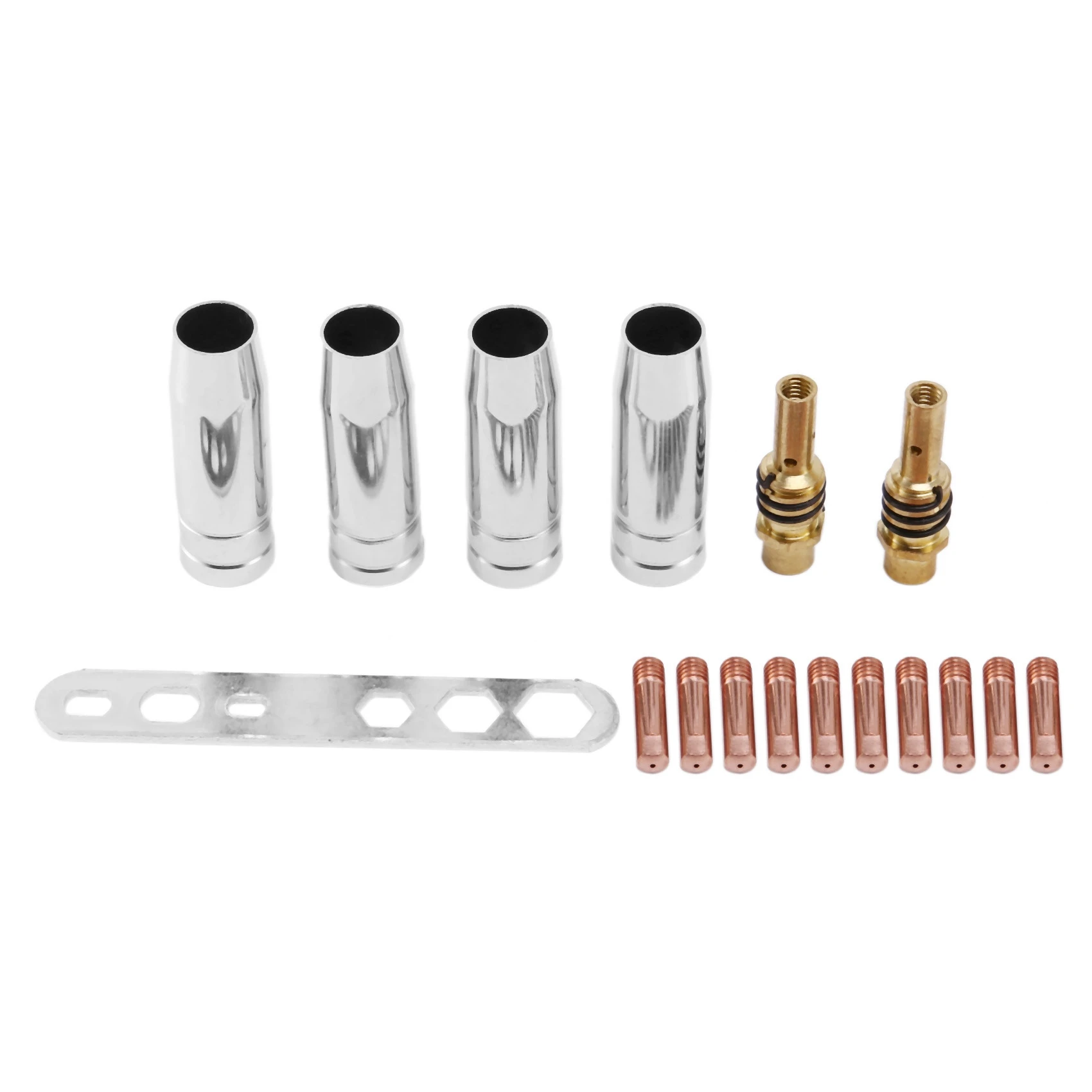 

17Pcs/Set 15Ak Mig/Mag Welding Nozzle Contact Tips 0.8X25Mm M6 Gas Connector Holder Set