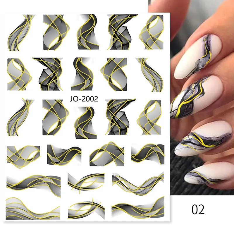 Colorful Bronzing Striped Nail Art Decals 3D Nail Stickers image 22