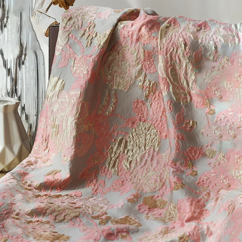 Gold Seide große Blume Relief Jacquard Stoff Blase Kleid Rock Tasche dekorative Nähen Stoff