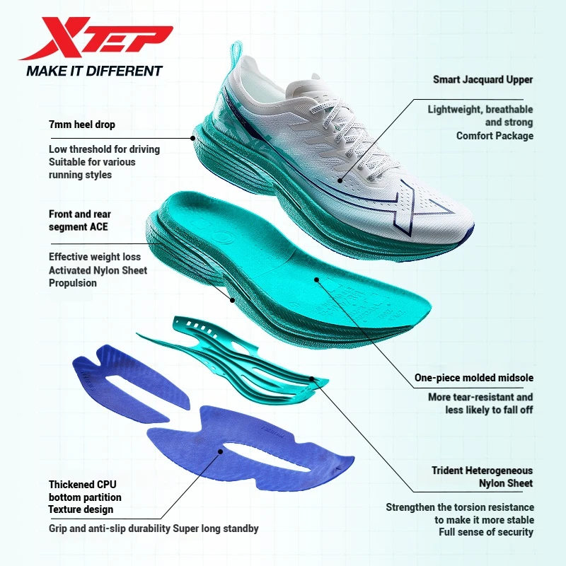 Xtep One Piece Model Men Running Shoes 2025 Spring Comfortable