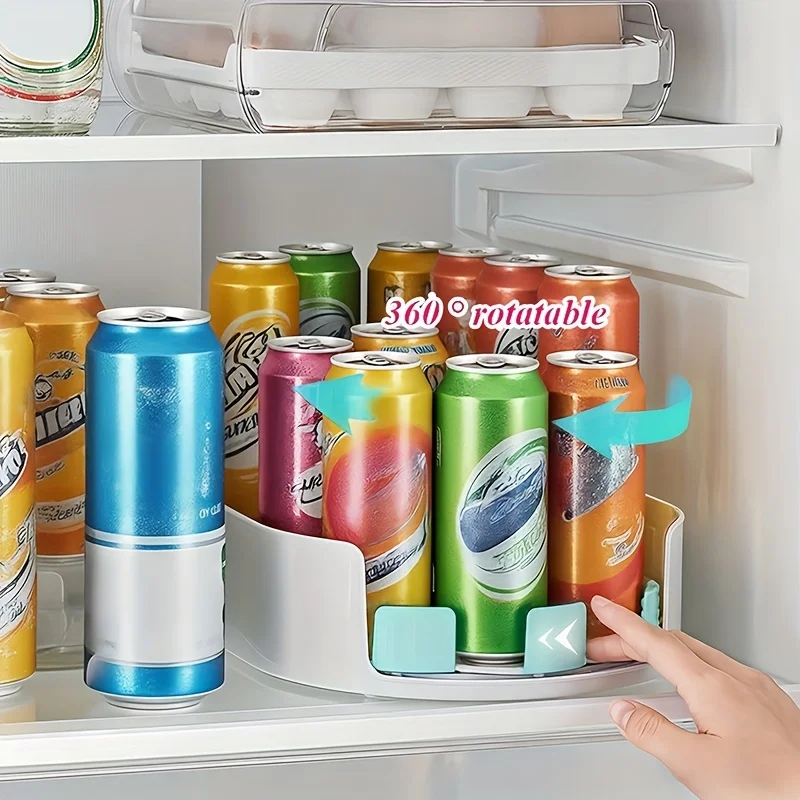 [Space-saving design]360&deg; Rotating Refrigerator Shelf-Long, rectangular removable storage tray