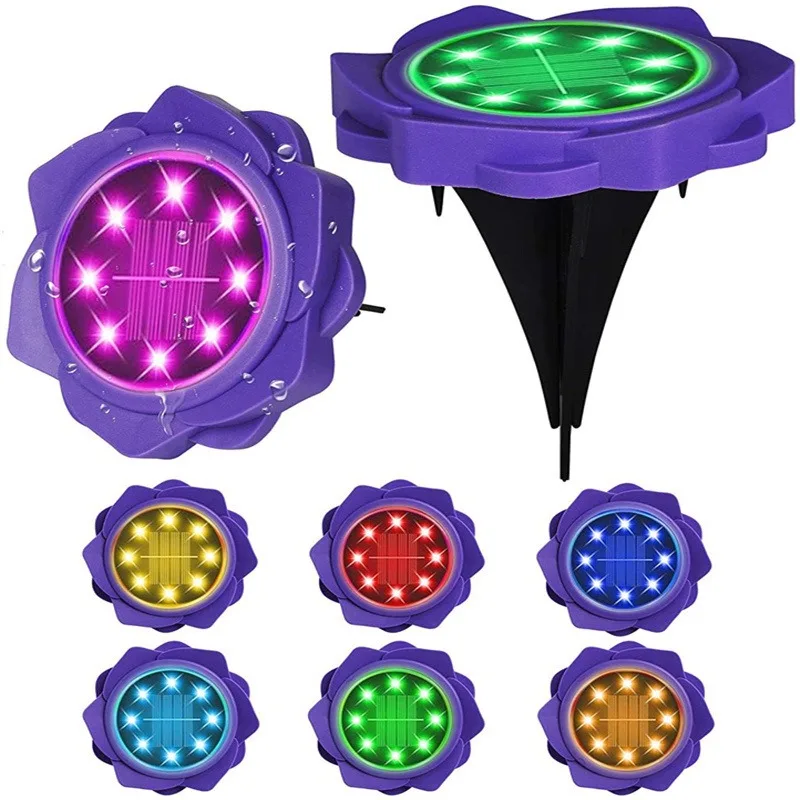 

8Pcs New Solar Petal LED Buried Lights Lawn Courtyard Ground Roadside Park Landscape Children's Party Decoration Waterproof Lamp