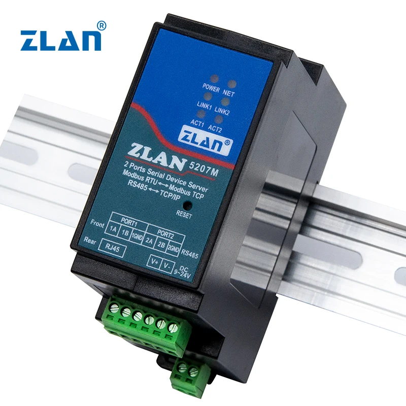 ZLAN5207M RJ45 serial modbus tcp ethernet iot rs485 gateway