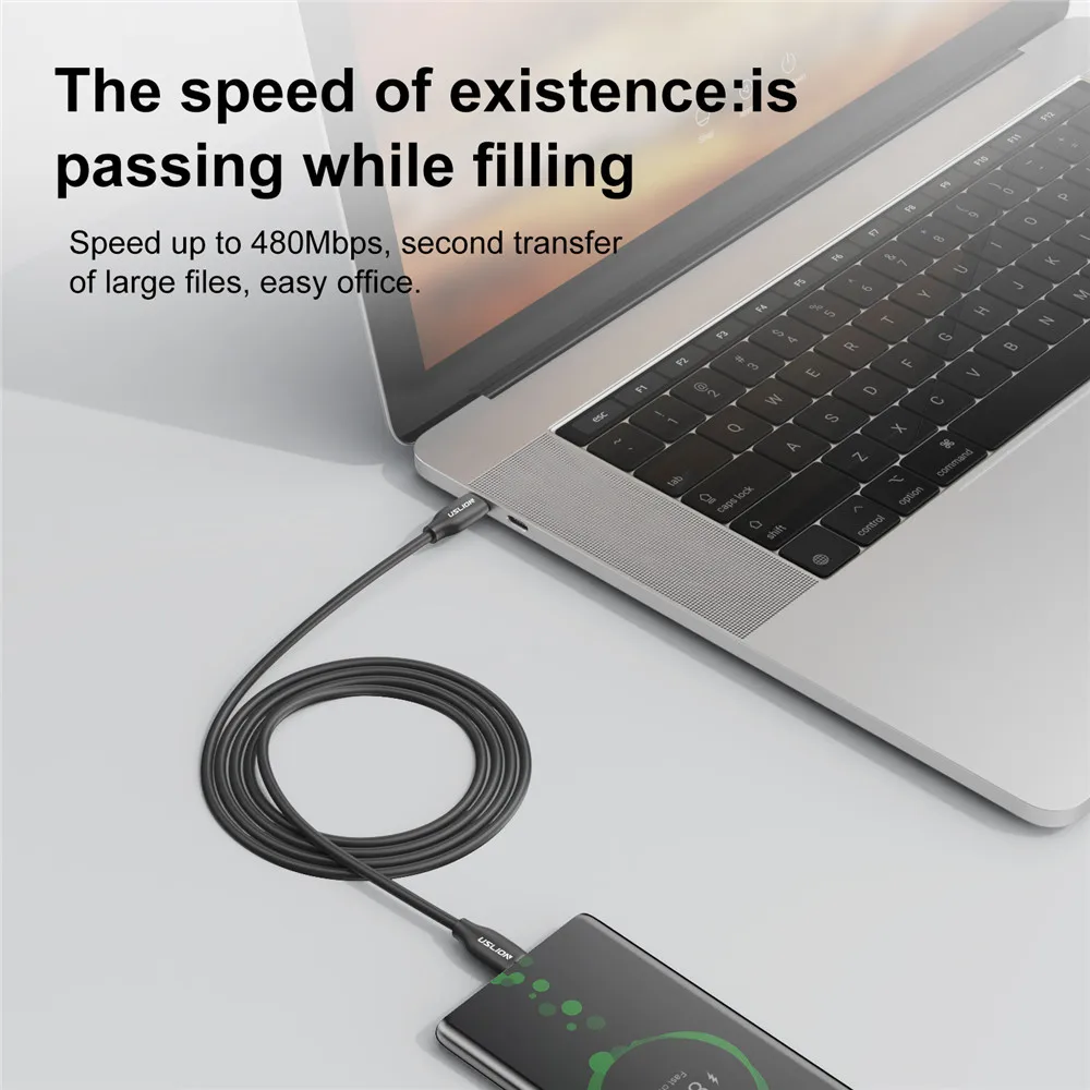 USLION PD 120W USB C to Type C Cable Fast Charging Cables For iphone Samsung s24 USB-C Quick Charger Cable Data Cord For Xiaomi