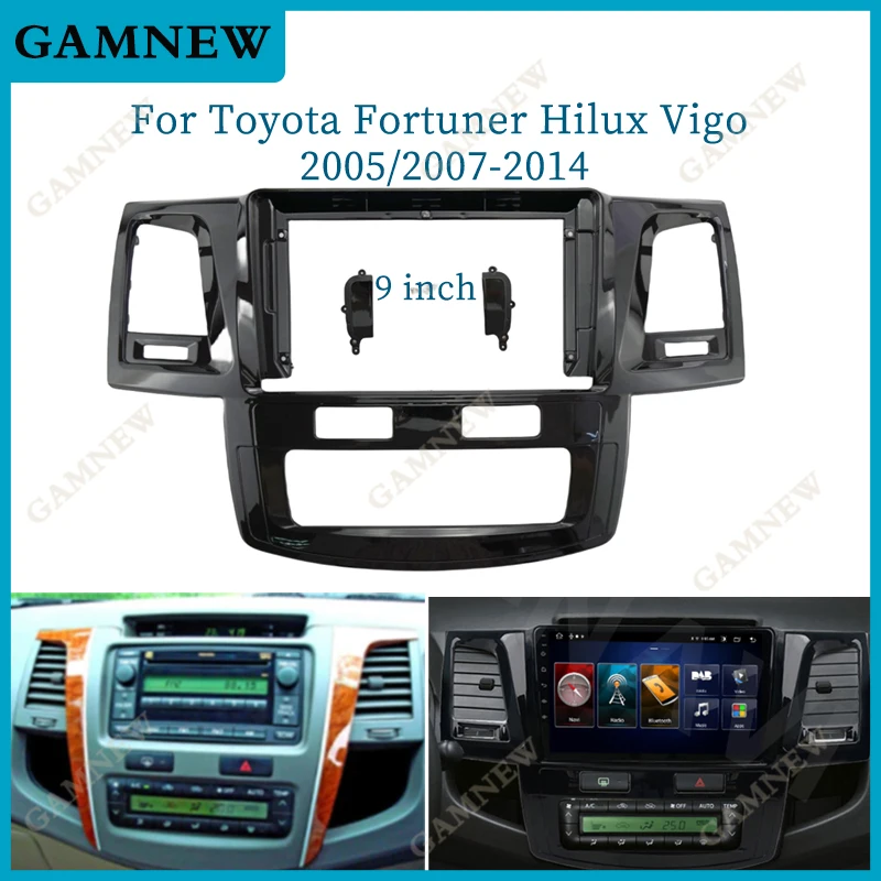 Cadre Radio Tableau De Bord Pour Toyota Fortuner/Hilux/Vigo – Compatible Autoradio Android 9"