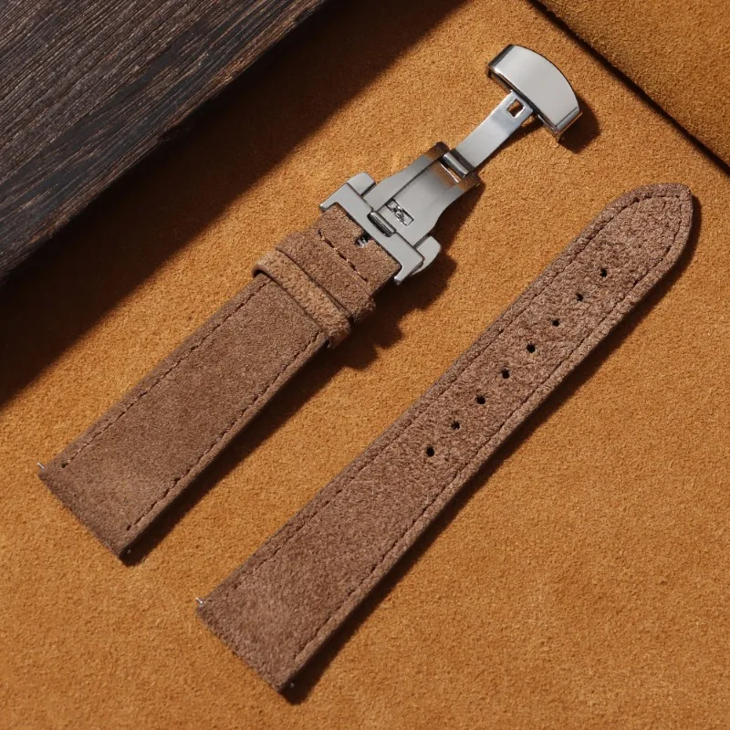 Luxury Suede Leather Watch Band with Butterfly Buckle - Quick Release Strap Accessory