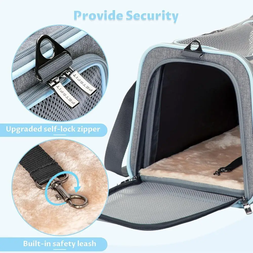 Soft Cat Carrier Airline Approved Expandable Pet Carrier Foldable Lightweight Travel Cats Dogs Rabbits with Removable