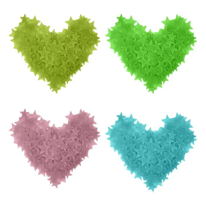 Glow In The Dark Luminous Stars Fluorescent 100 Pcs Stars For Ceiling And Wall Stickers Leave No Trace For Kids Toys Room Decor
