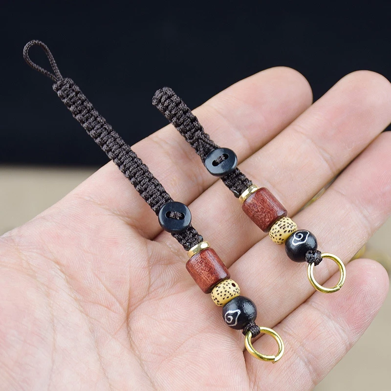랜야드 꼰 로프 자동차 키 체인, 중국 스타일 키 액세서리, DIY 샹윤 로프 키링, 백단향 로프 펜던트, 1PC