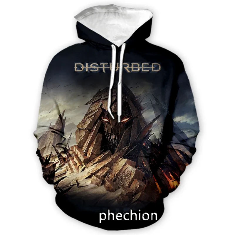 Phechion Men/Women Disturbed Rock Band 3D Print Clothing Long Sleeve Fashion Sweatshirt Hoodies Sport Casual Pants