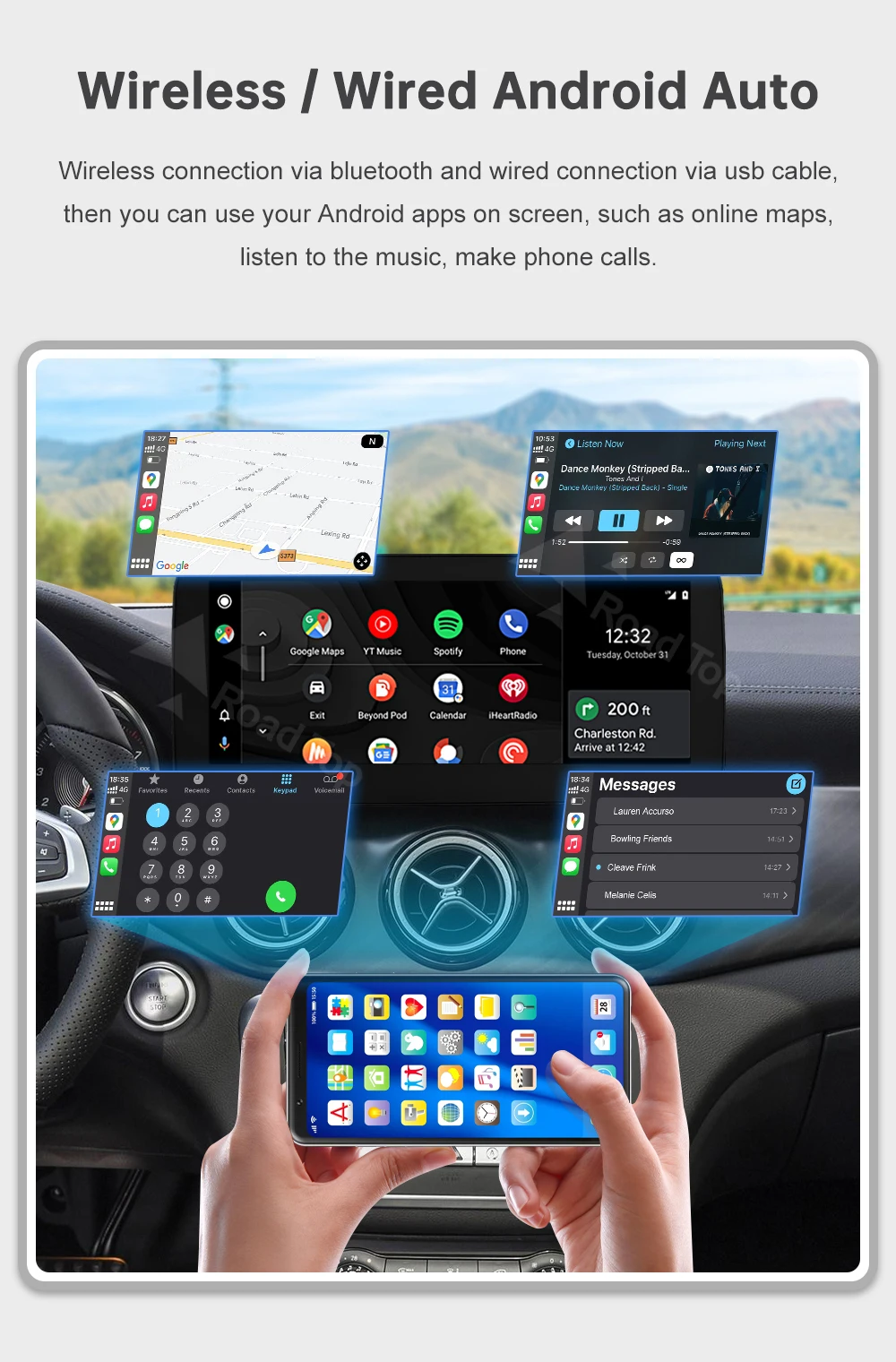 Kabelloses CarPlay Android Auto Multimedia-Radio-Display für Mercedes-Benz A B CLA GLA Klasse W176 W246 2016-2018 NTG5.0 – Detail 10