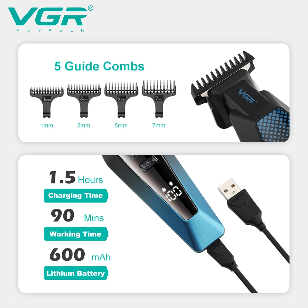 VGR V-253 مقص كهربائي مريح 6000 دورة في الدقيقة مت...