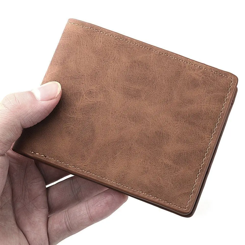 Cartera de cuero PU con ranura para múltiples tarjetas para hombre, monedero plegable de gran capacidad, monedero corto