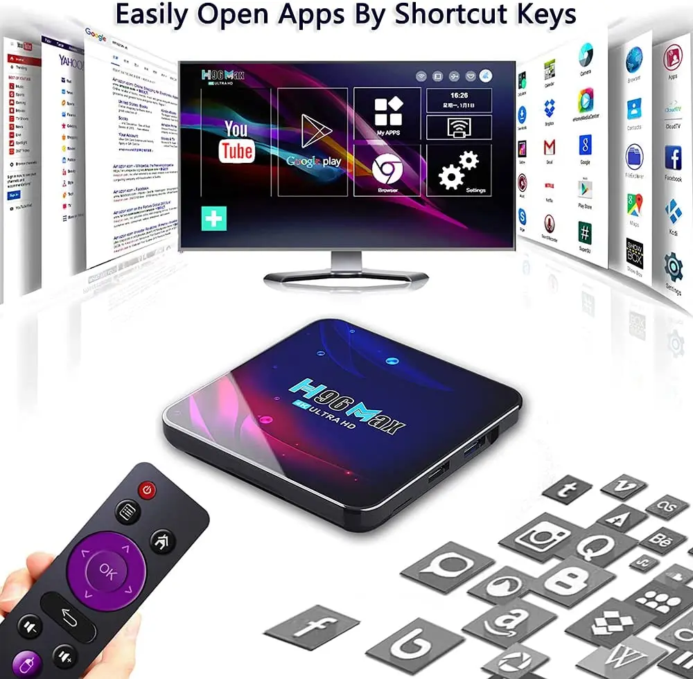 4K Smart Tv Box Android 11 H96 Max Hd with 2.4G WiFi Hd 4GB RAM 32GB ROM Wifi For netflix 3.0 DLNA Tv set-top box Media Player 6