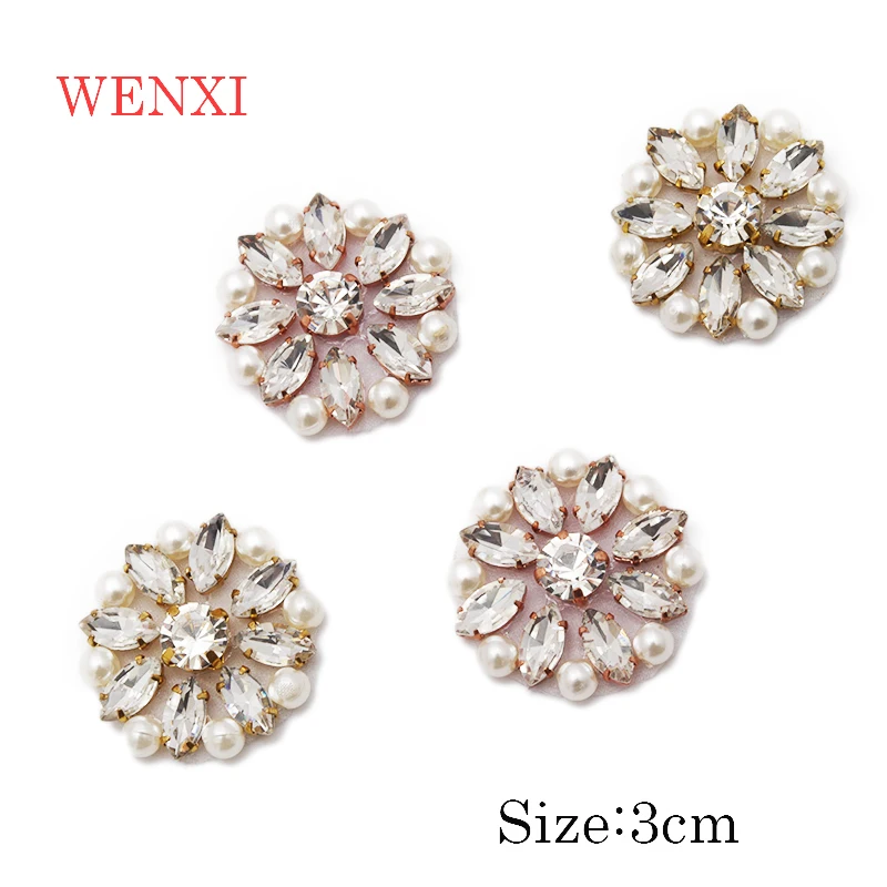 

WENXI 100pcs Crystal Rhinestone Applique Trim For Fancy Bridal Gown Waistband Crystal Rhinestone Applique Accessories WX900