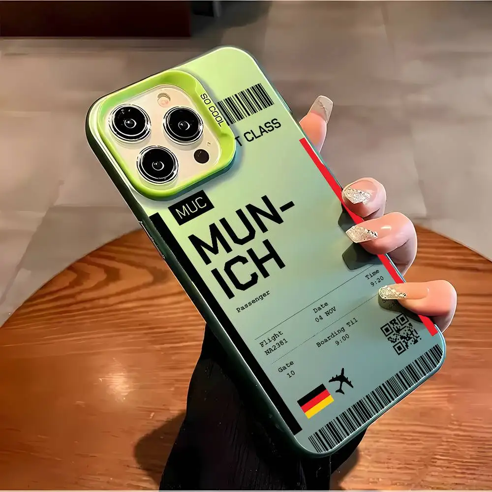 Germany Plane Travel Ticket Phone Case For iPhone 16 15 14 13 12 11 Plus Pro Max multicolor Aurora laser Shockproof Funda Cover – Detail 12