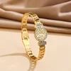 Life Tree Bangles For Men Luxury Inlaid Zircon Thick Chain Type Stainless Steel Gold Plated Bracelets Jewelry Father's Day Gifts 2