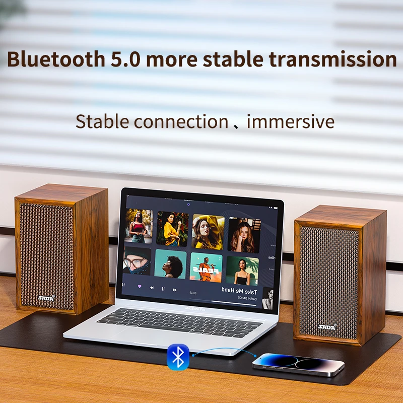 Retro wooden computer speaker Desktop home laptop small speaker heavy bass multimedia wired desktop computer speakers,portable speakers,audio speakers