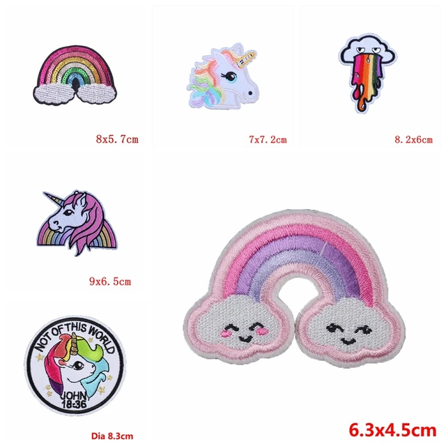 Cute Animal/Rainbow Embroidery Patch Pink Iron On Patches For